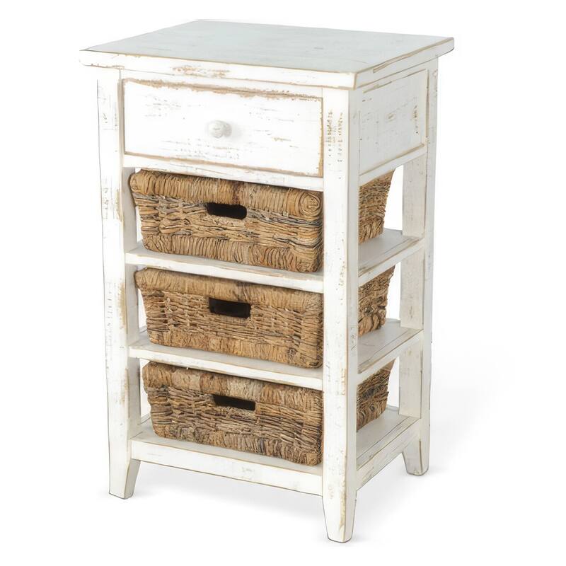 16 in. White Rectangle Wood End Table, Sturdy Build End Side Table for Living Rooms