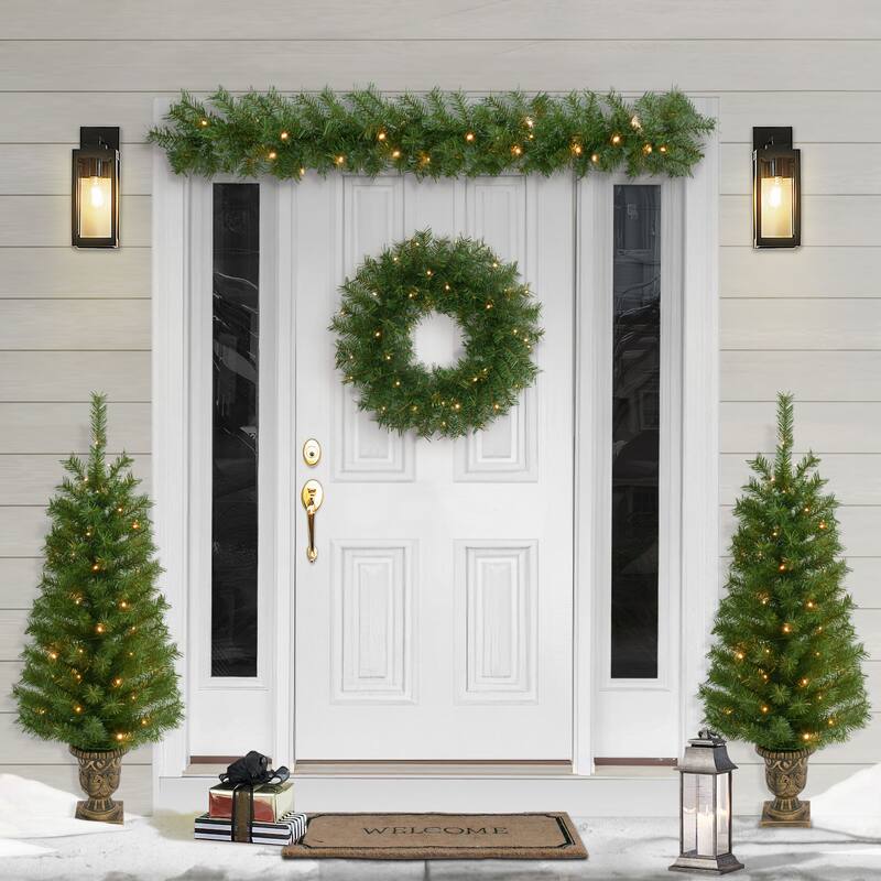 Puleo International 4-Piece Pre-Lit Artificial Christmas Decor Set - 4 Foot
