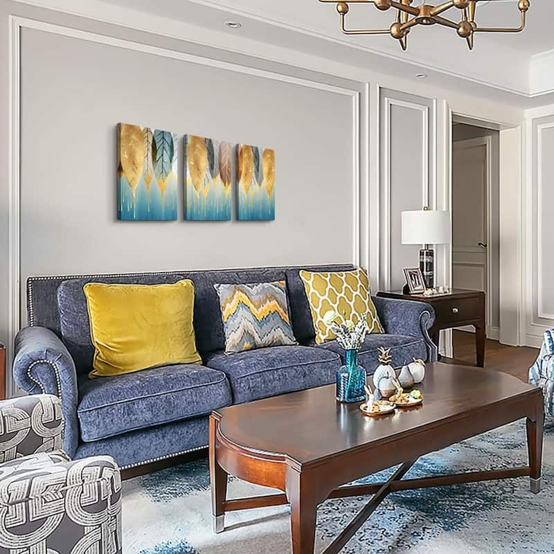Fashion Wall Art Golden Leaves Abstract Paintings
