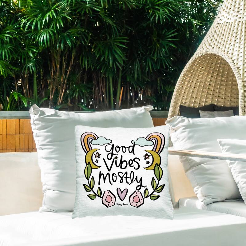Stupell Good Vibes Mostly Printed Outdoor Throw Pillow Design by Mandy Ford Art + Illustration