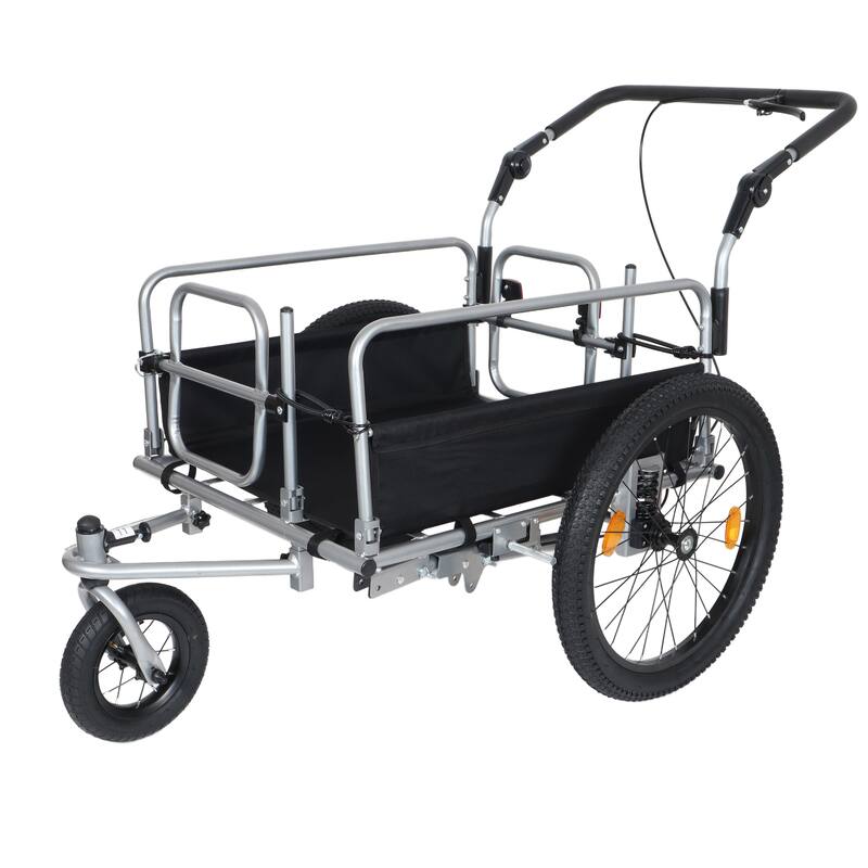3-in-1 Heavy-Duty Bike Cargo Trailer -Bike Compatible Steel Frame, 110lb Capacity, Convertible Stroller & Pull Cart