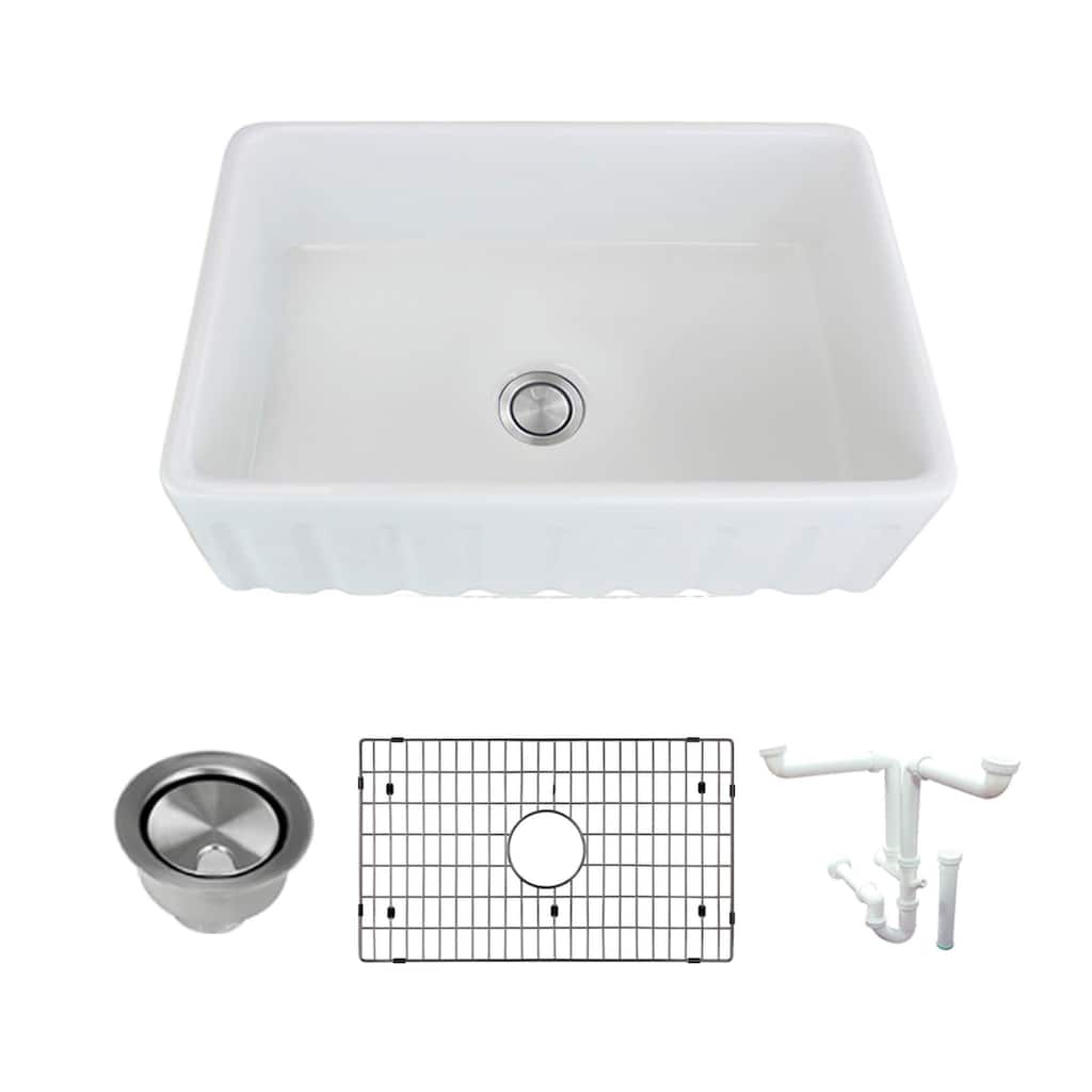 Transolid K-FUSF302010 Logan 30" Farmhouse Single Basin Fireclay