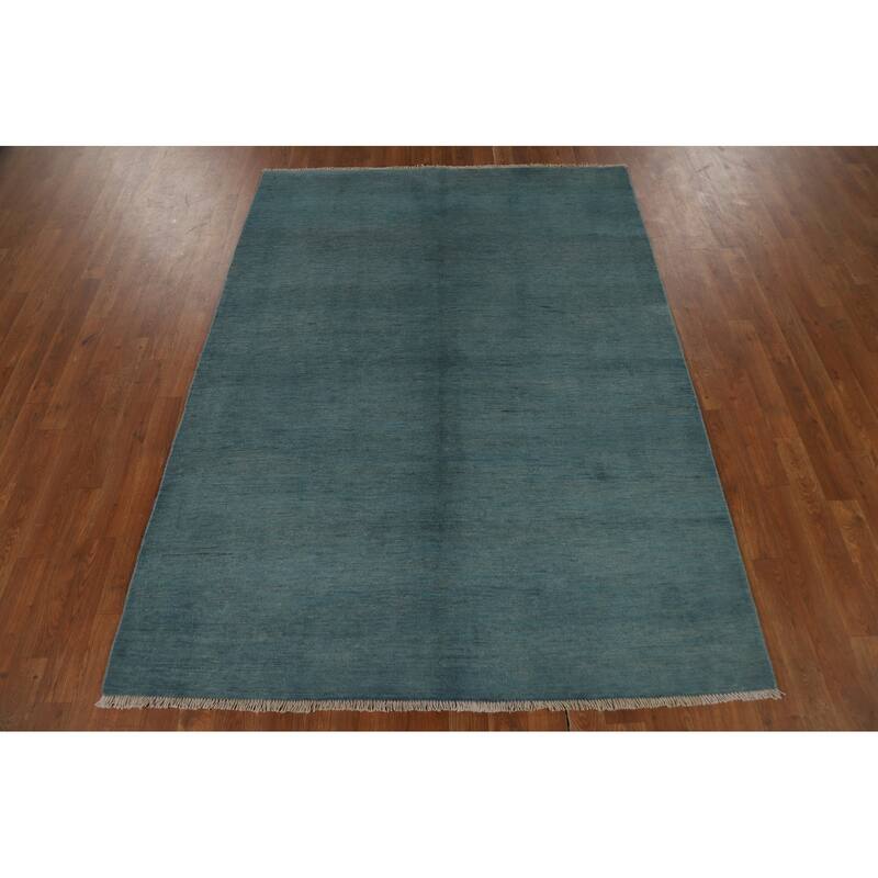 Modern Blue Gabbeh Oriental Area Rug Handmade Wool Carpet - 4'10" x 6'6"