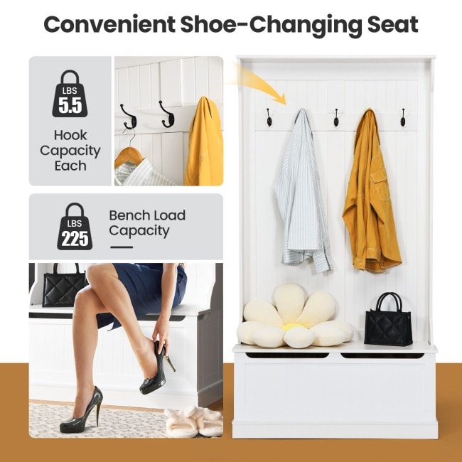 Costway Walmart Coat Rack Bench COSTWAY 3-in-1 Freestanding Hall