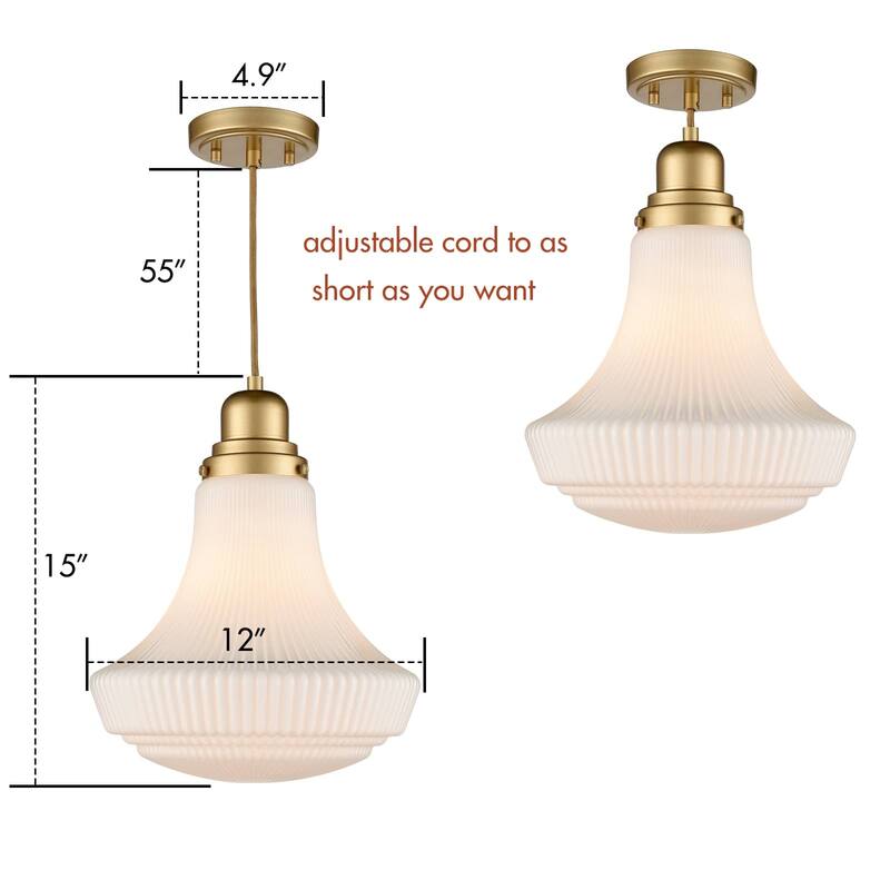 Iseo Modern Gold Pendant Light with Vase Shaped Glass Shade, 1-Light