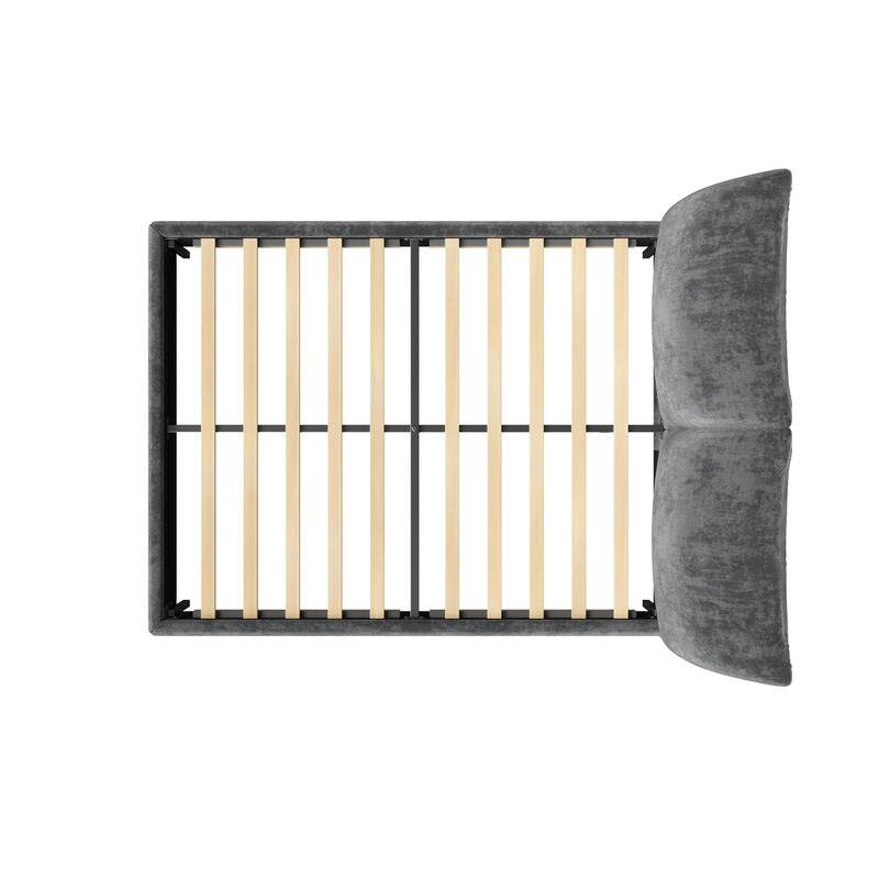 Christopher Knight Home - Julian Modern Fabric Upholstered Bed Frame with Adjustable Cushions and No Box Spring Design