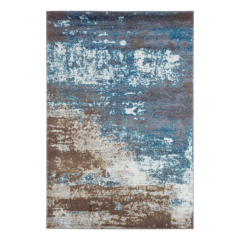 Milan Cream/Turquoise Polypropylene Area Rug