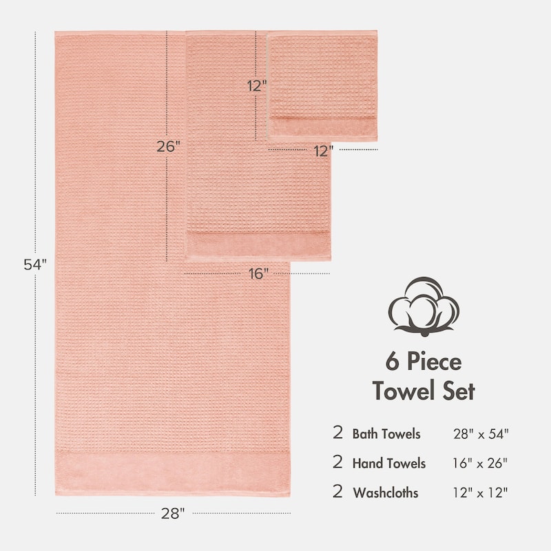 Madison Park Spa Waffle Cotton Waffle Jacquard Antimicrobial Bath Towel 6 Piece Set