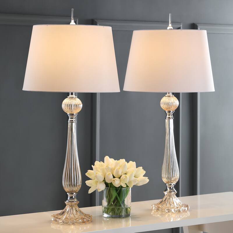 Caterina 32.5" Glass LED Table Lamp, Champagne (Set of 2) by JONATHAN Y