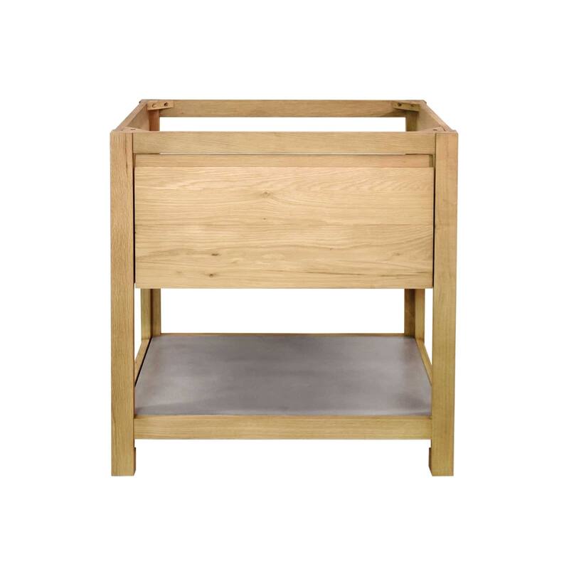 Solace Oak Vanity with Concrete Shelf (Base Only) - 30" - Sunrise Oak - Ash Concrete