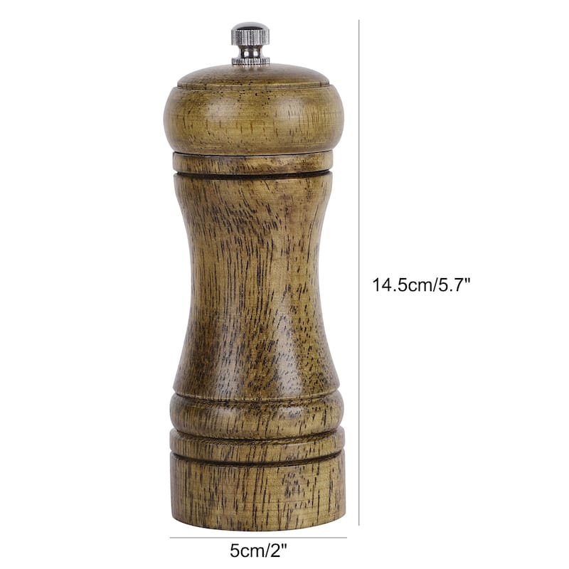 Home Kitchenware Salt Pepper Spice Mill Grinder Shaker Wood Color - 5.7" x 2"(H*D)