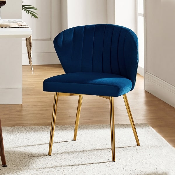 slide 2 of 11, Aruna 20“ Modern Velvet Tufted Back Accent Chair with Metal Legs by HULALA HOME Navy