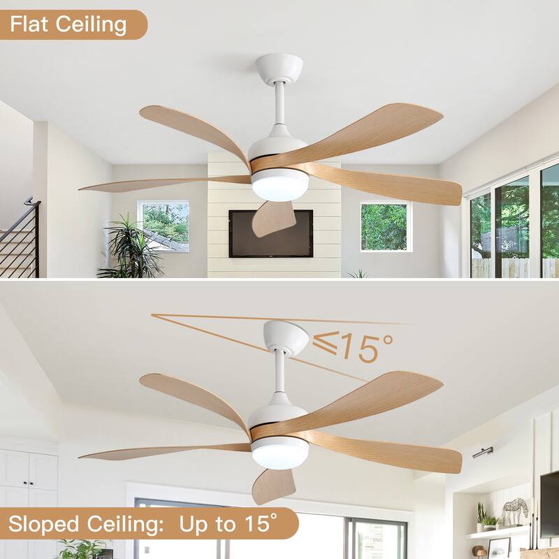 Sofucor 45 Inch Ceiling Fan with Light and Remote,Indoor/Outdoor with 3-Timer,Low Profile Quiet for Bedroom Living Room Patio