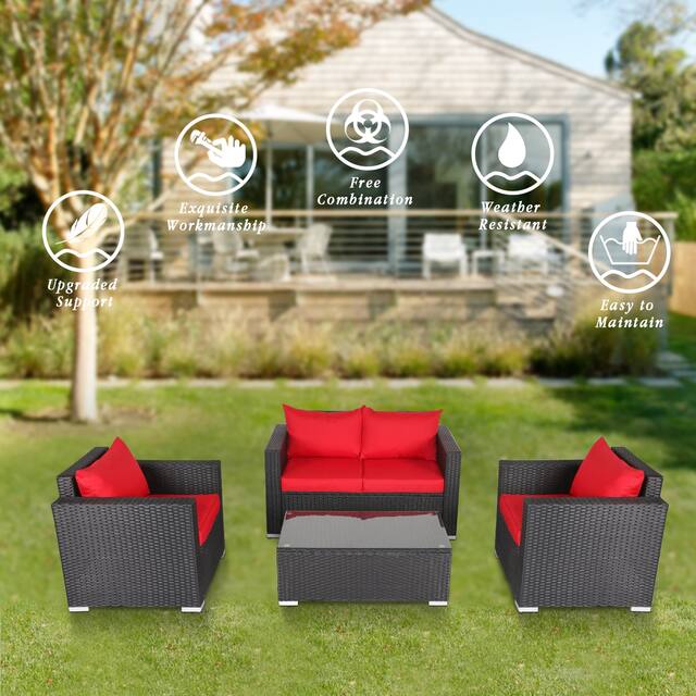 Kinbor 4-piece Wicker Outdoor Patio Furniture Set | Overstock.ca