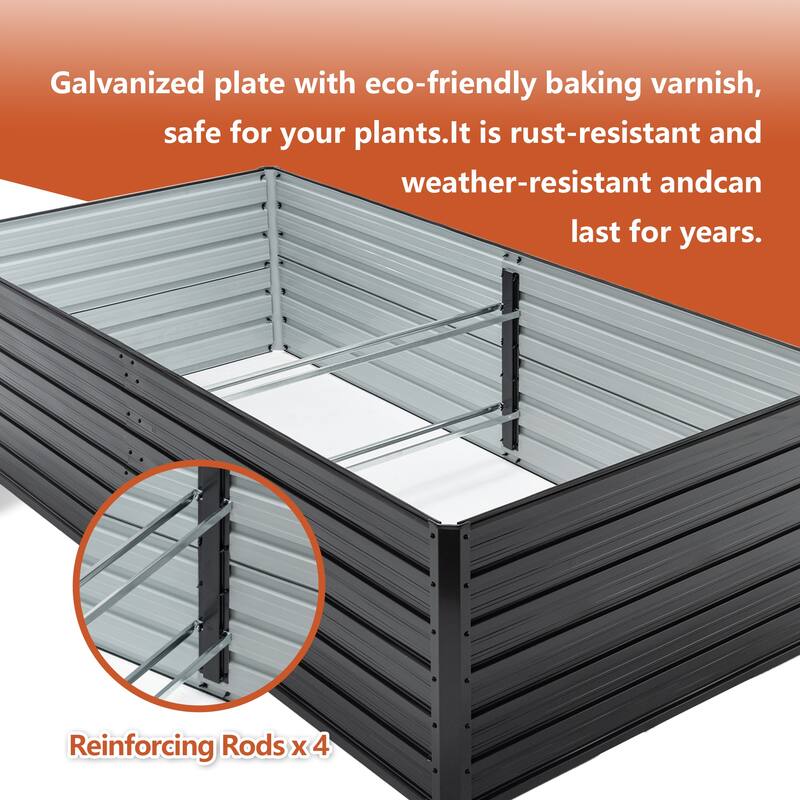GDFStudio - Olivia Outdoor Galvanized Steel Raised Garden Bed Planter Box