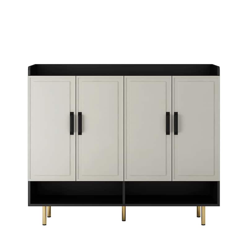 Modern Shoe Cabinet with 4 Doors, Shoe Storage Organizer with Adjustable Shelves for Entryway
