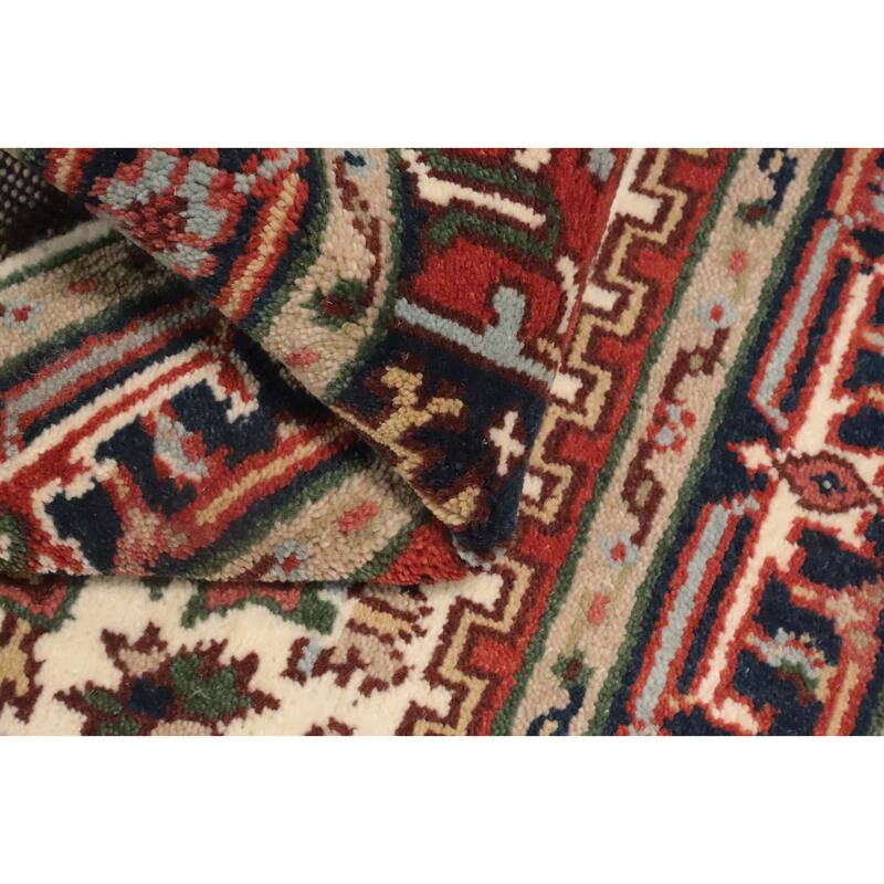 Hand Knotted Oriental 100% Wool Carpet Traditional Medallion Beige & Ivories Heriz (serapi) Area Rug - 5' 0'' X 3' 0''