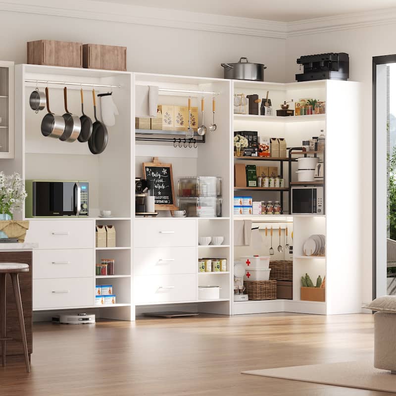 Cimly Set of 3 Freestanding Corner Closet System, Space-saving Closet Organizer for Walk-in/ Reach-in Closet