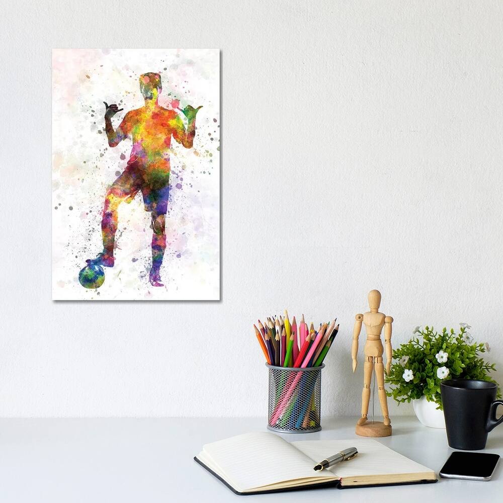 iCanvas "Soccer Football Player Young Man Saluting" by Paul Rommer Canvas Print