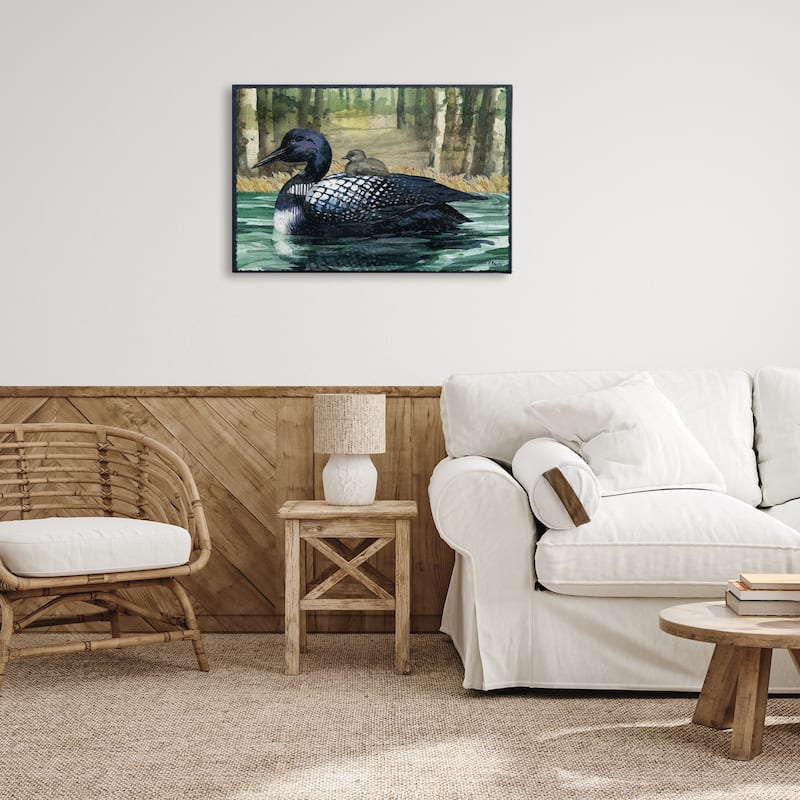 Stupell Loon with Baby on Lake Canvas Wall Art Design By Paul Brent