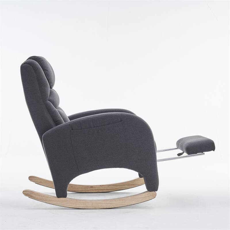 Ergonomic Fabric Nursery Rocking Chair With Adjustable Footrest