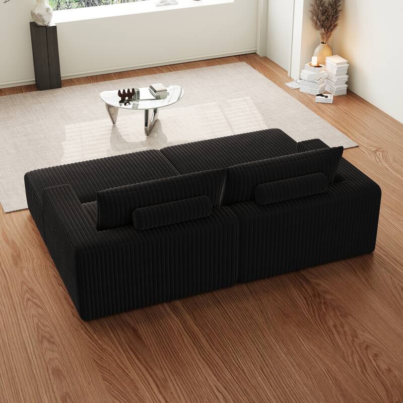 102" Modular Couch Cloud Plush Loveseat Sectional Sofa with 2 Ottoman