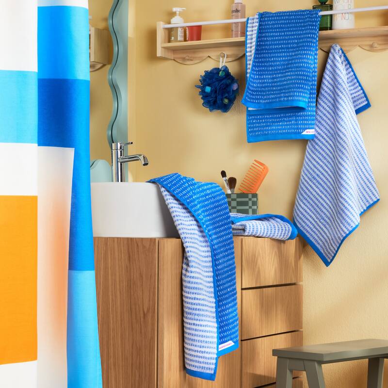 TOWN & COUNTRY PLAY 4-Piece Striped Reversible Terry Brights Hand Towel Set - 20"x30"