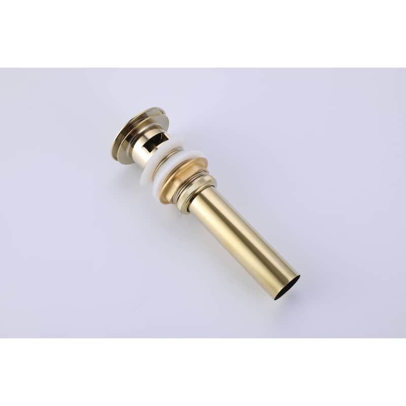 Brushed Gold Single Handle bathroom Sink Faucet with brass pop up overflow Drain