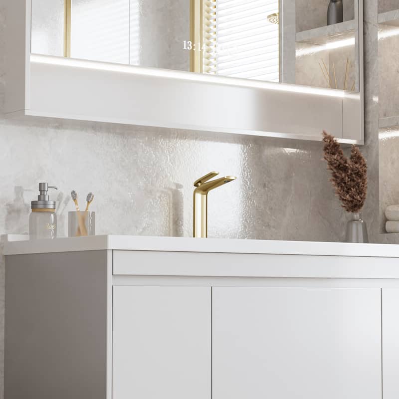 Luxury Brushed Gold Vessel Bathroom Sink Faucet Single Hole with 1 Handle