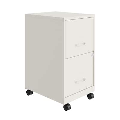 Space Solutions 18" 2 Drawer Mobile Vertical File Cabinet, Pearl White