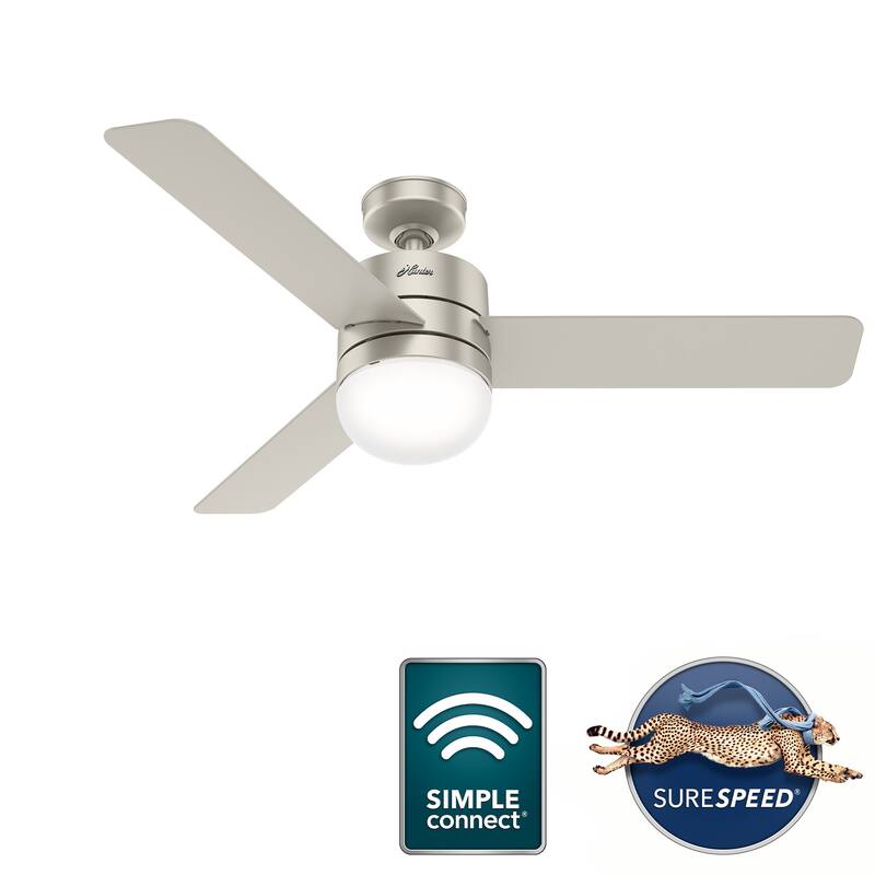 Hunter 54" WiFi Neutron Smart Ceiling Fan with LED Light Kit, Handheld Remote
