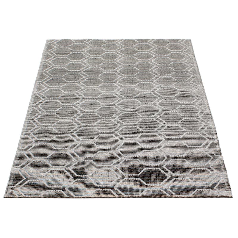 ECARPETGALLERY Braid weave Sienna Grey Wool Rug - 5'1 x 7'6
