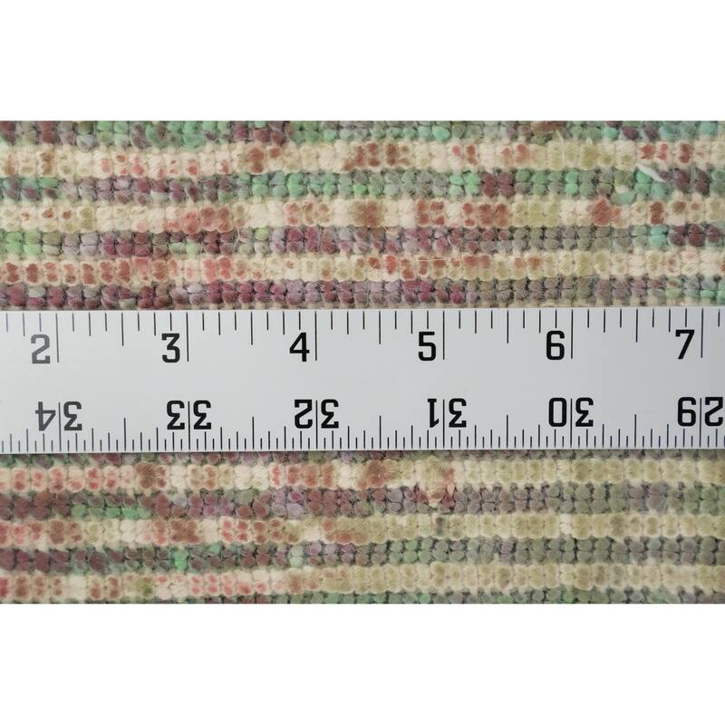 Hand Knotted Oriental Viscose Silk Carpet Modern All-Over Green Abstract Area Rug - 4' 0'' X 2' 0''