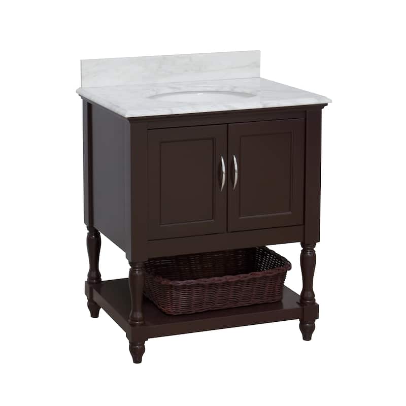 KitchenBathCollection Beverly 30" BathroomVanity w/ Carrara Marble Top