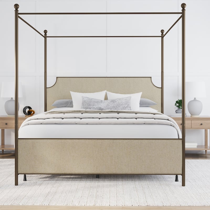 McArthur Metal and Upholstered Canopy Bed
