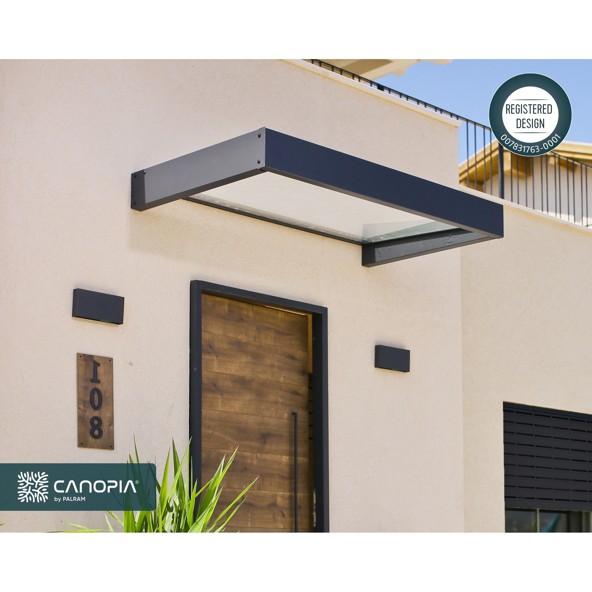 Sophia 3 ft. Grey Clear Door and Window Awning