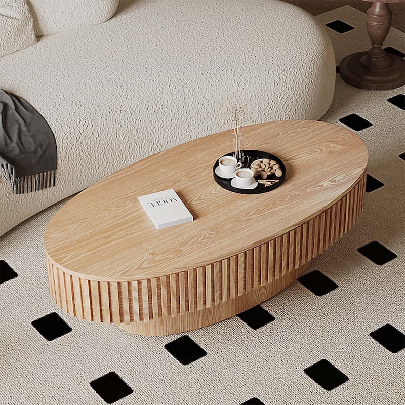 47 Inch Oval Coffee Table with Storage