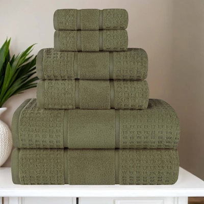 Superior Napa Zero Twist Cotton Waffle 6 Piece Bathroom Towel Set