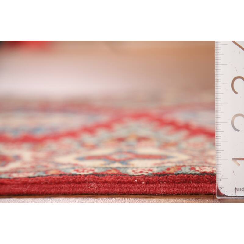 Geometric Kazak Oriental Rug Handmade Traditional Red Wool Carpet - 2'0" x 3'0"