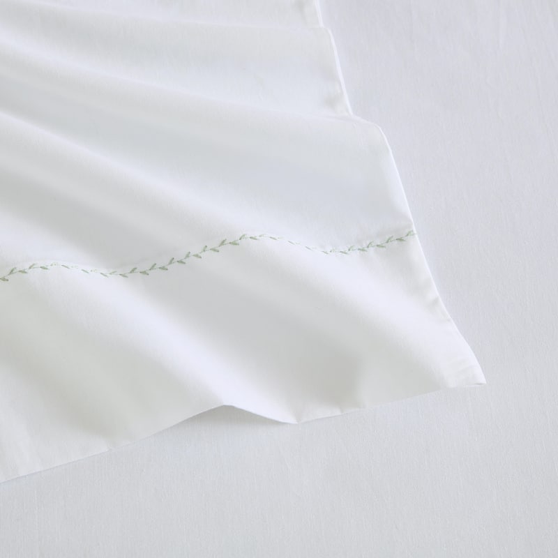 Martha Stewart Lilly Pond Leaf Embroidered Cotton Sheet Set