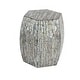 preview thumbnail 14 of 19, Gray Mother of Pearl Shell Handmade Shell Mosaic Hexagon Accent Table with Brown Accents