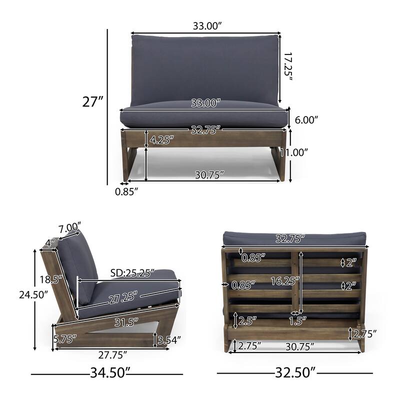 Sherwood Acacia Wood Outdoor Lounge Chairs and 50,000 BTU Square Propane Fire Pit by Christopher Knight Home