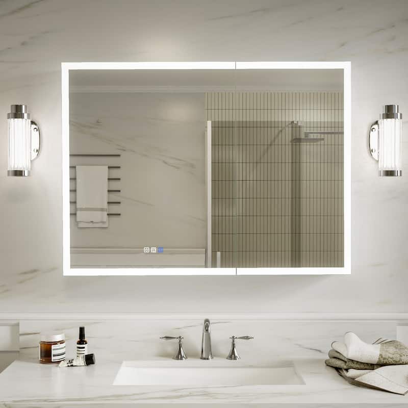 Modland 36"-48"W x 30"H LED Bathroom Medicine Cabinet Dimmable Anti-Fog,Recessed or Surface Mount