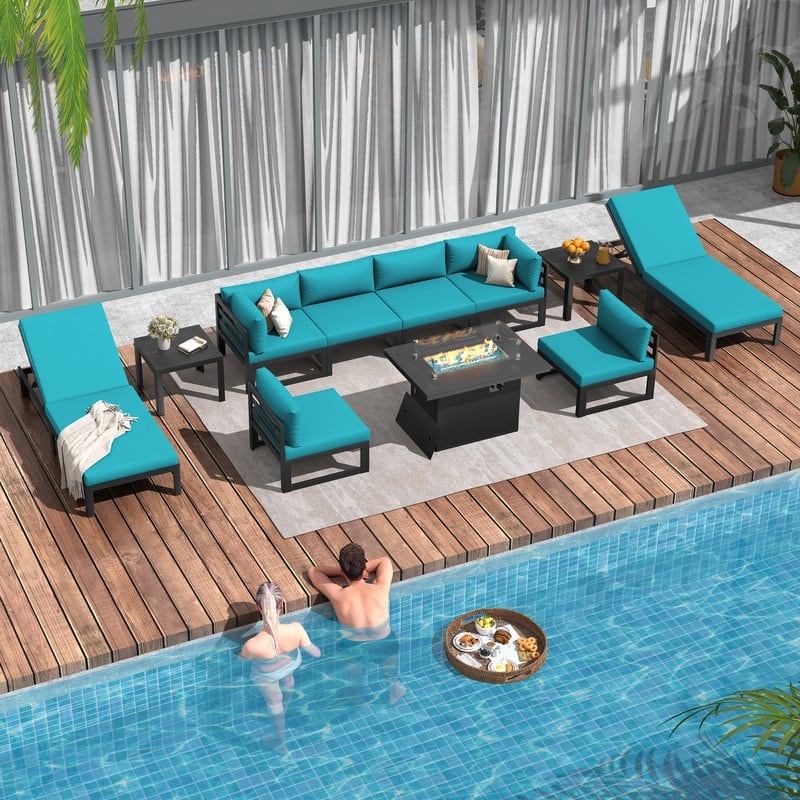 FINCATI Aluminum Outdoor Patio Furniture Conversation Sectional Sofa Set