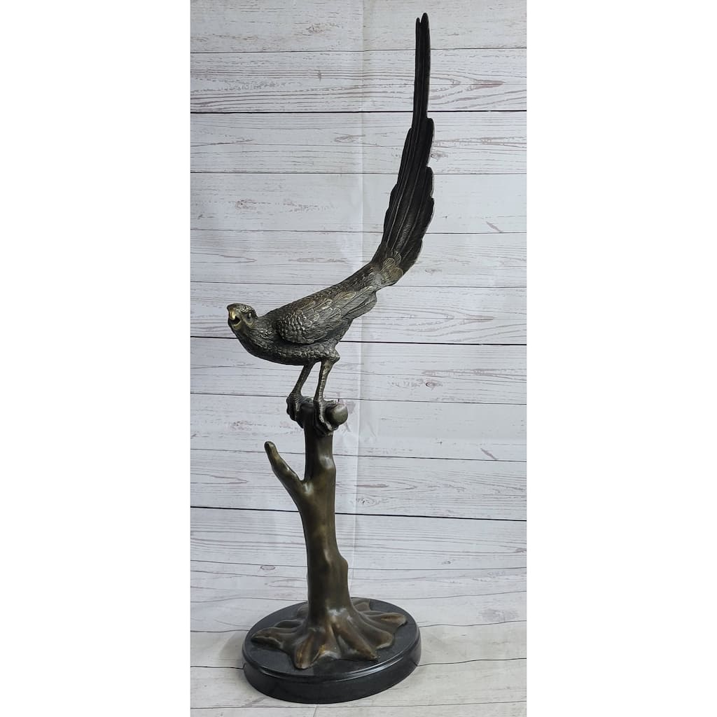 Handmade Signed French Bronze Pheasant Game Bird Sculpture Hunting Statue