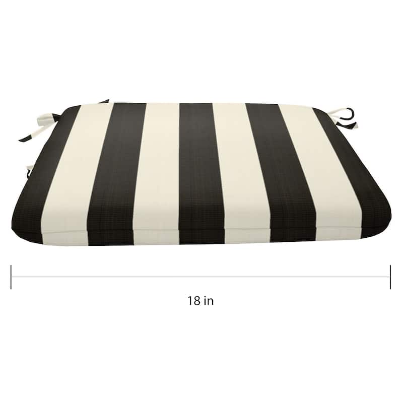 Sunbrella® Stripe Fabric 2-Piece Indoor/Outdoor Seat Pad Cushion, 18"W x 18"L, Maxim Forest Green