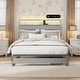 preview thumbnail 2 of 5, Queen Size Metal Platform Bed Frame with Functional Headboard Shelf and Built-in Charging Ports, LED Lighting