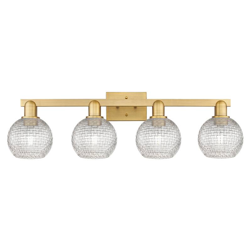 Innovations Lighting 716-4W-10-33 Athens Vanity Athens 4 Light 33" - Brushed Brass / Clear Basketweave