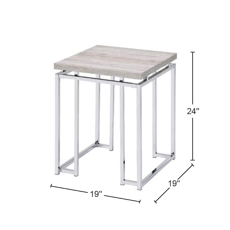 Square End Table with Metal Sled Base
