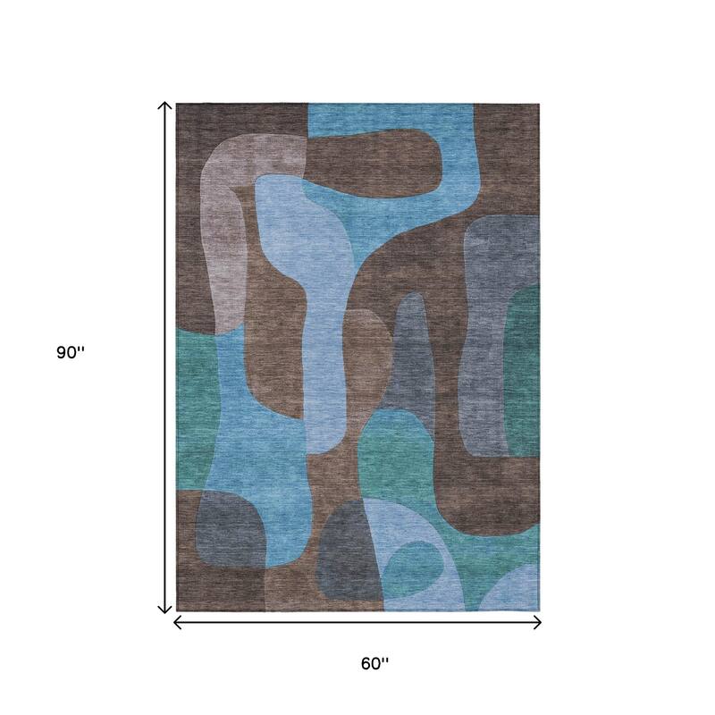 HomeRoots Abstract Transitional Rectangle Outdoor Rug